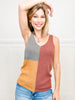 Knit Sweater Tank with Color Block Detail