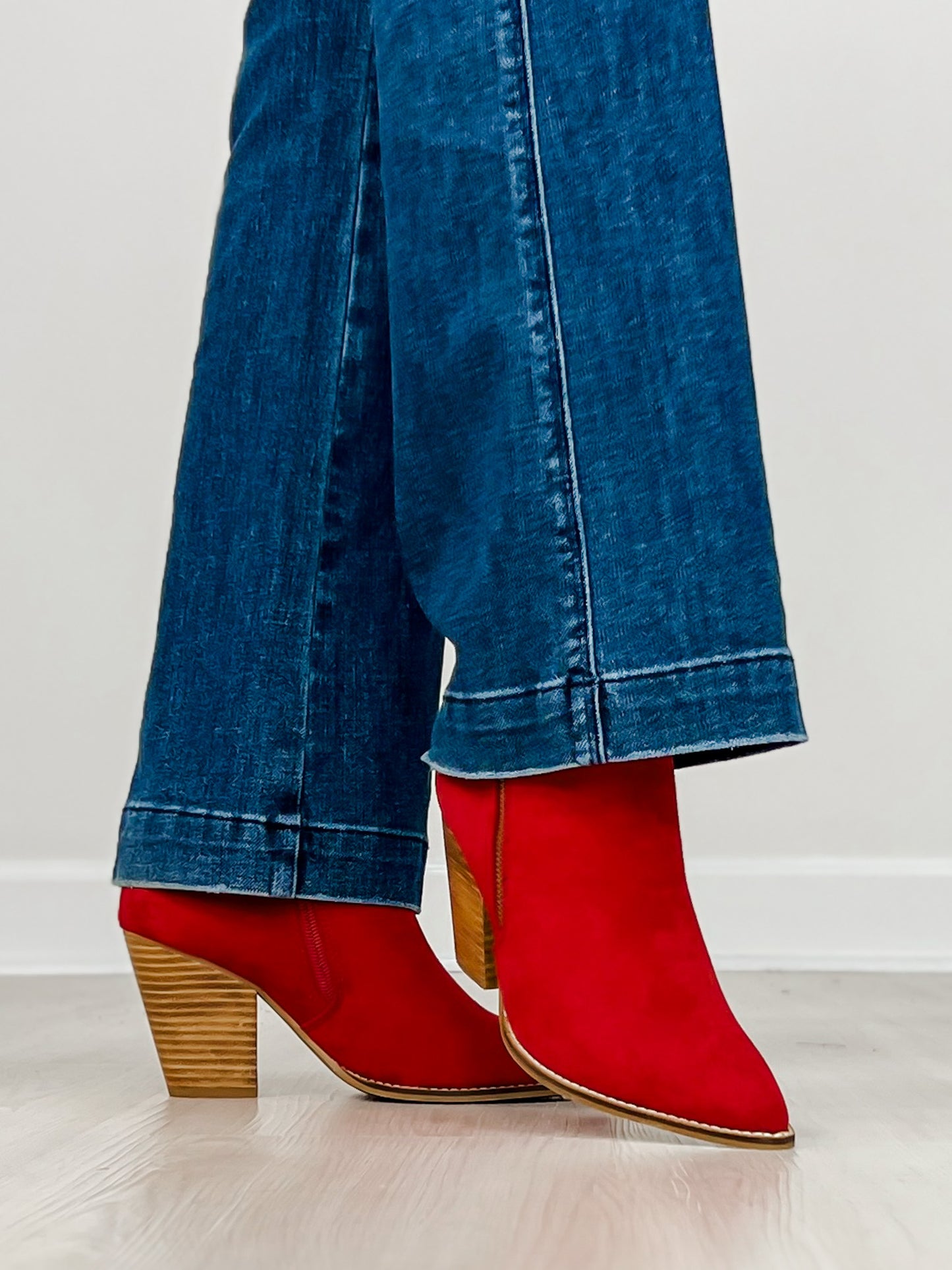 Corkys High Standards Booties in DARK RED FAUX SUEDE
