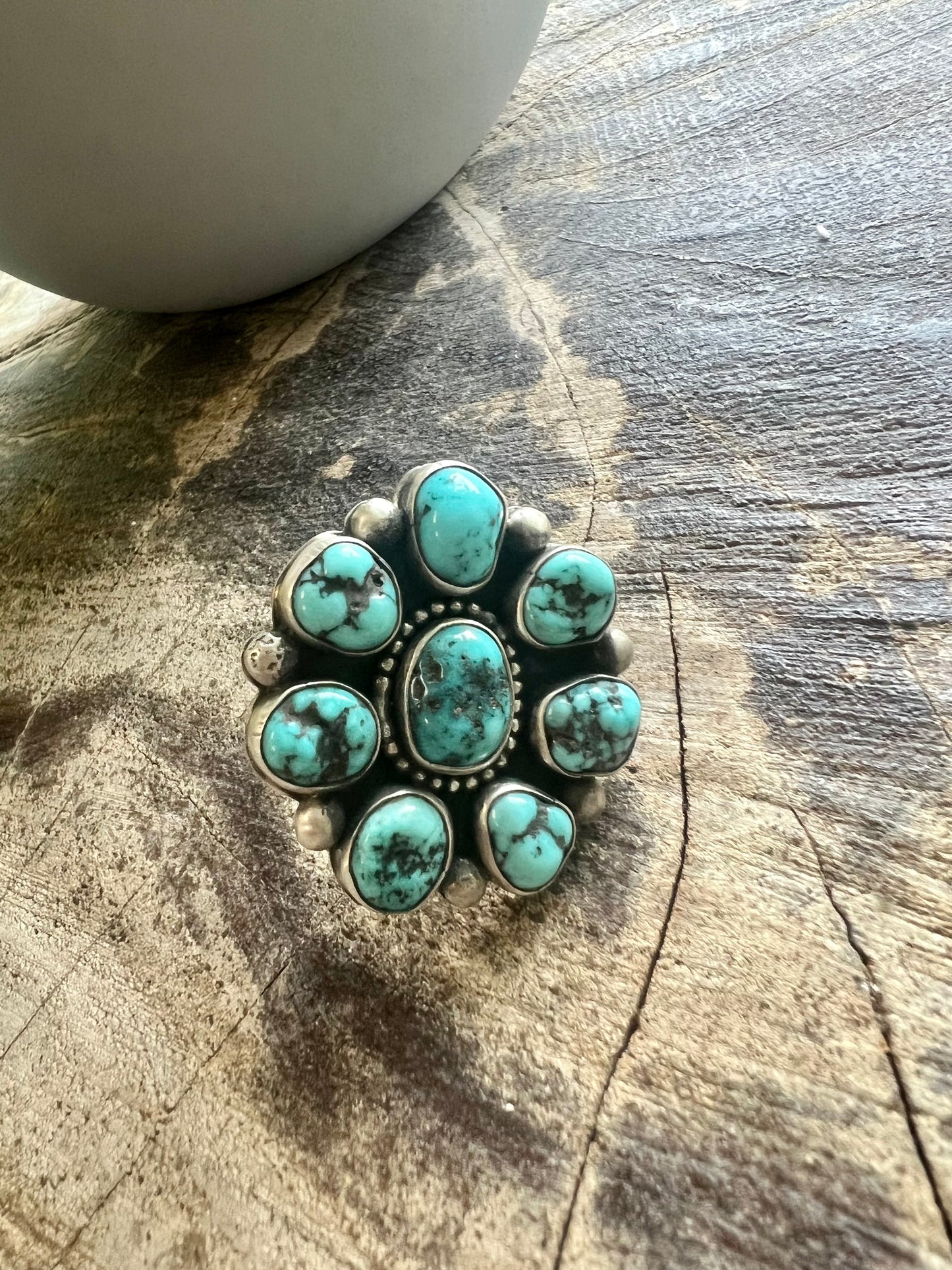 Turquoise and Sterling Silver Adjustable Size Ring