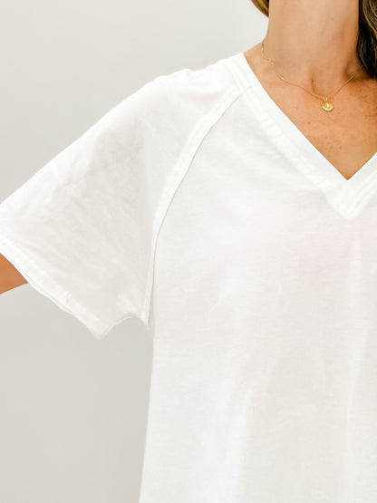 Back Shirring Detail Mineral Washed Knit Top