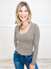 Being Me Long Sleeve Fitted Striped Top with Round Neckline