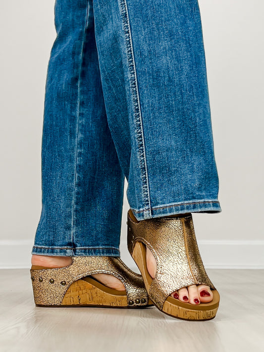 Corkys Carley Wedges in ROSE GOLD CRACKLE