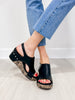 Corkys Carley Wedges in Black Floral Wrap