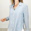 Long Sleeve Striped Hi-Low Hem Collared Button Down Top
