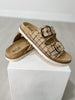 Corkys Feelin Saucy Double Buckle Sandals in TAN PLAID