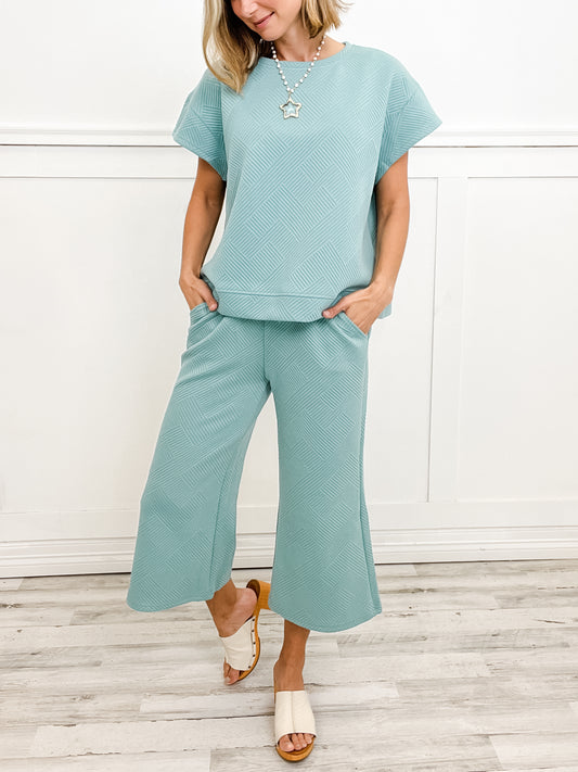 French Terry Short Sleeve Top and Capri Pants Set