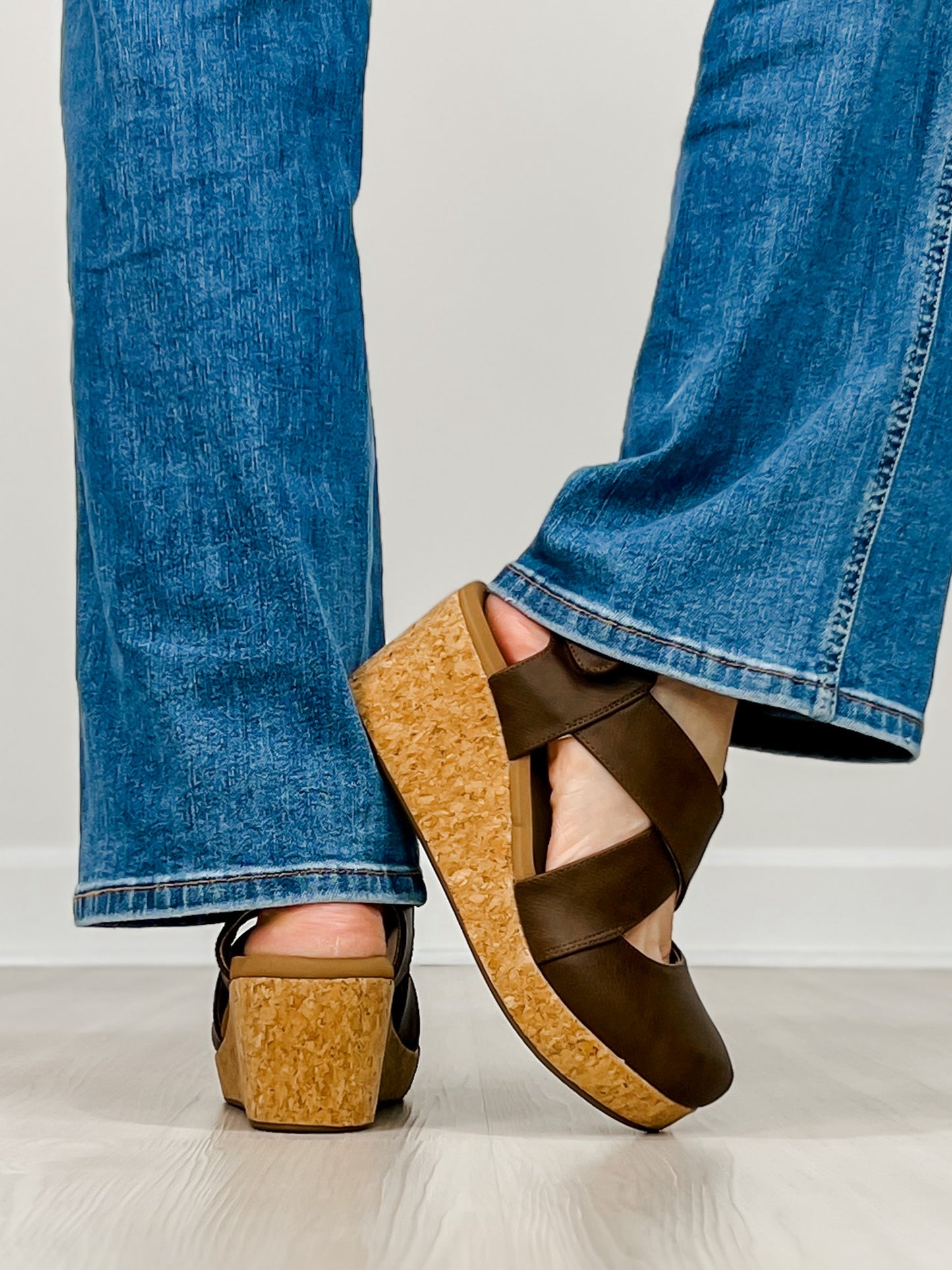 Corkys Case Closed Wedges in CHOCOLATE