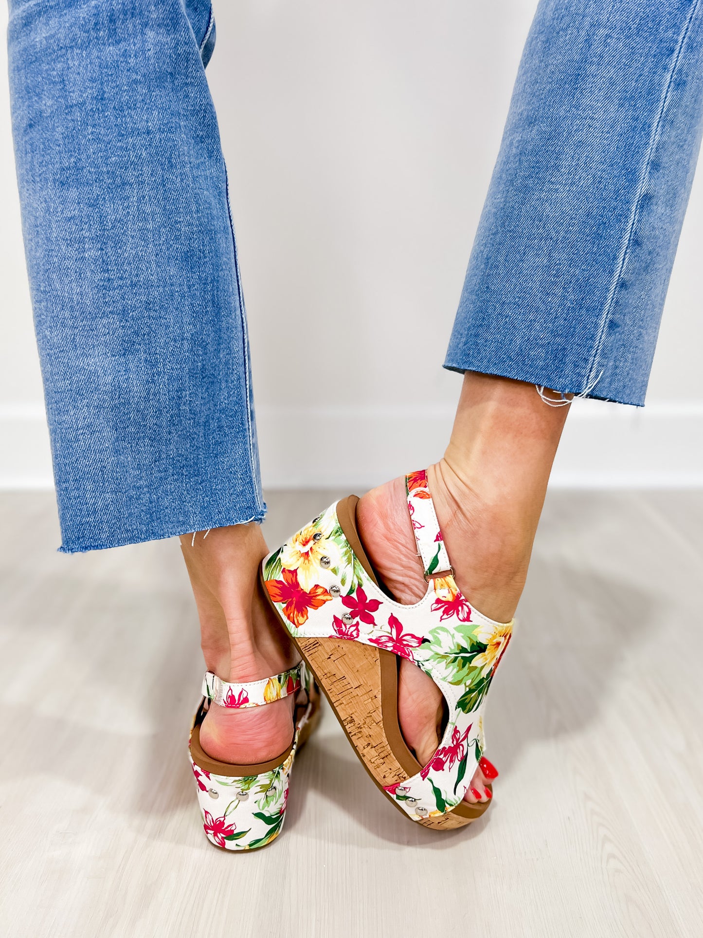 Corkys Carley Wedges in White Floral