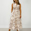 Animal Print Sleeveless Midi Dress with Self Tie Waist Belt