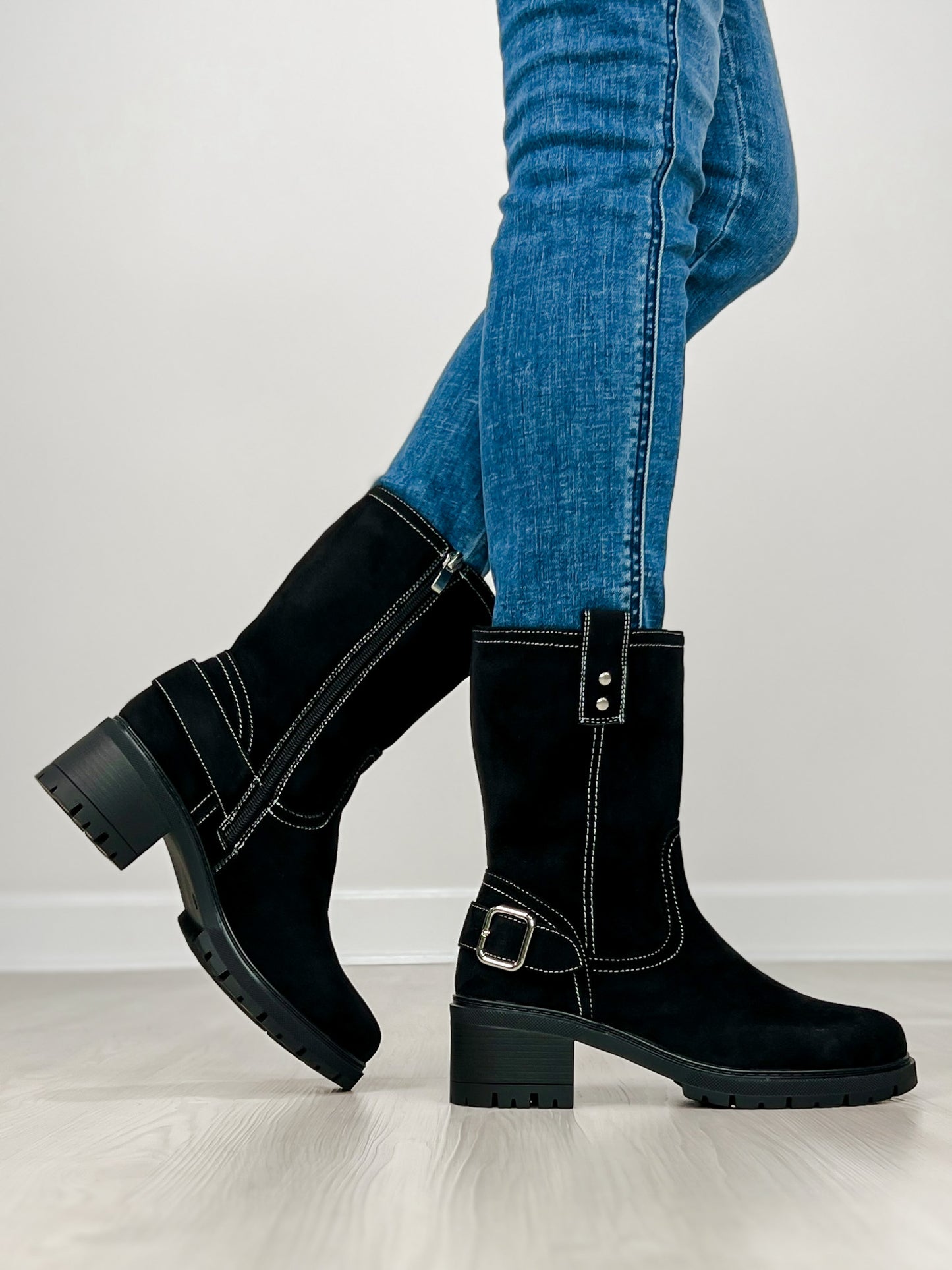 Corkys Biker Babe Boots in BLACK FAUX SUEDE