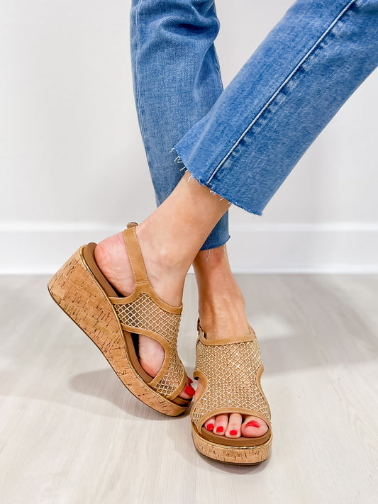 Corkys Carley Wedges in CARAMEL MESH