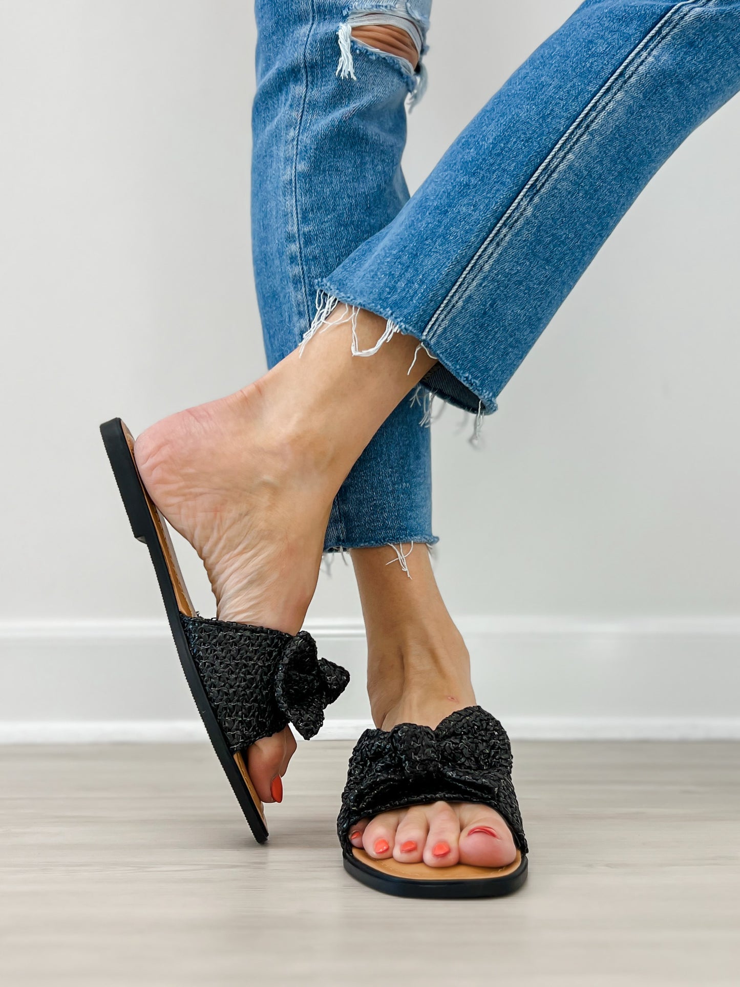 Pierre Dumas Empress Slip-On Sandals in Black