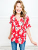 Floral V-Neck Top With Wrap Detail