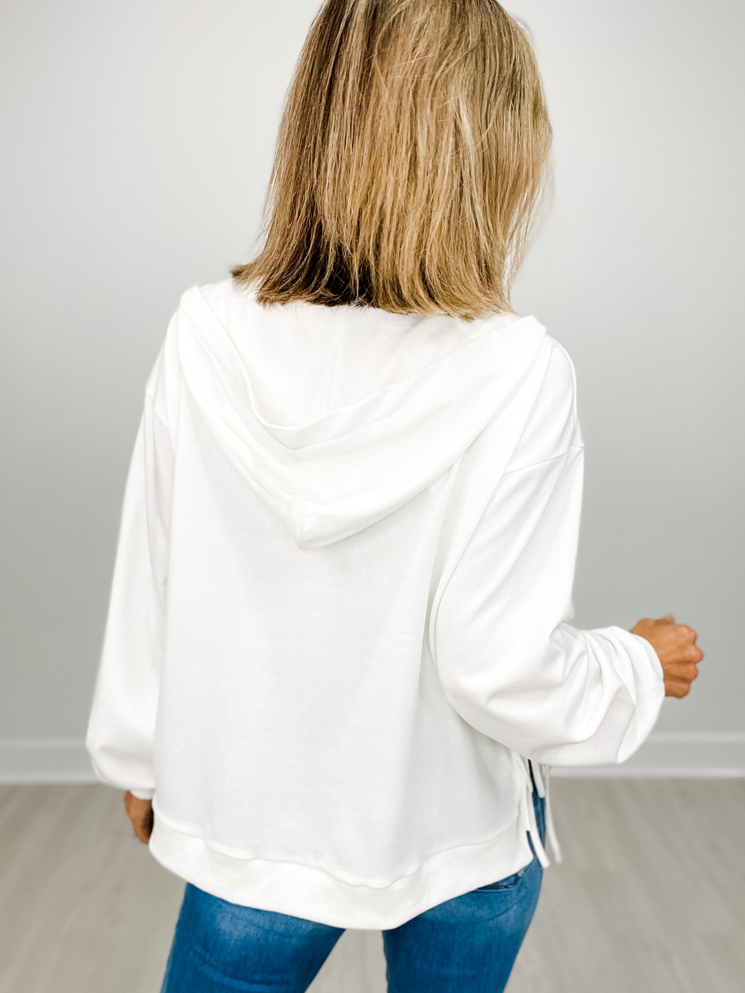 Oversized Hoodie Top With USA Embroidered Flag