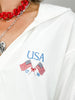 Oversized Hoodie Top With USA Embroidered Flag