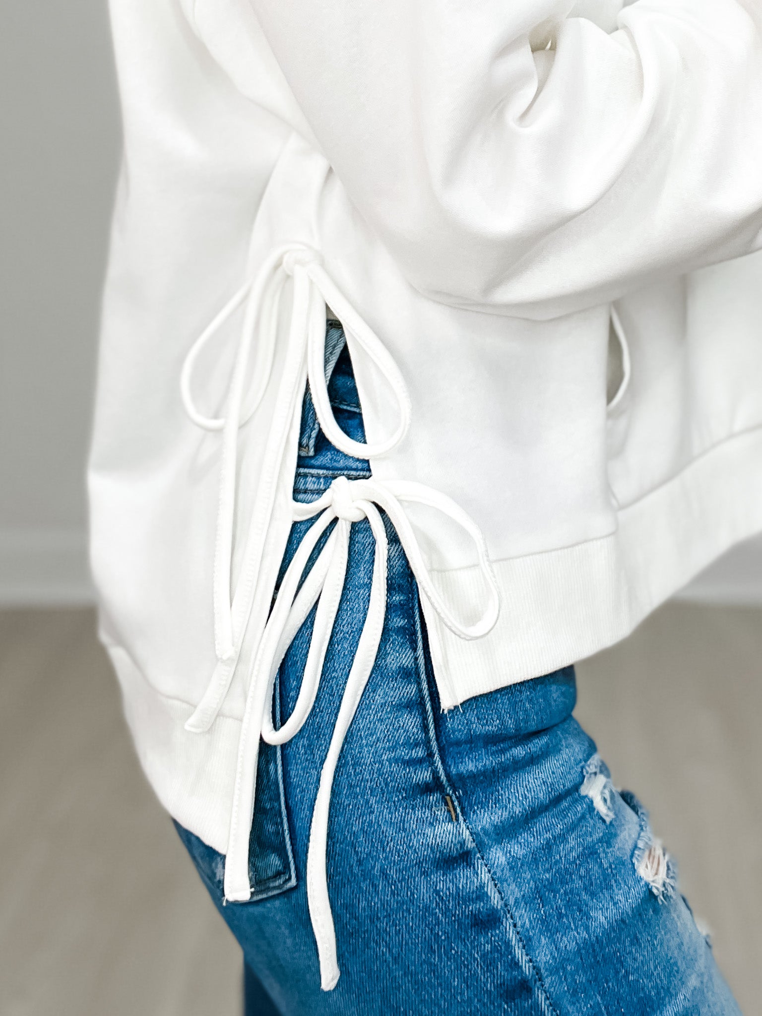 Oversized Hoodie Top With USA Embroidered Flag