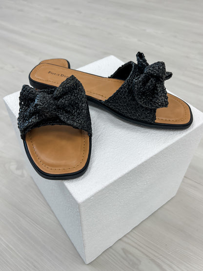 Pierre Dumas Empress Slip-On Sandals in Black