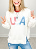 USA Patchwork Crewneck Long Sleeve Top