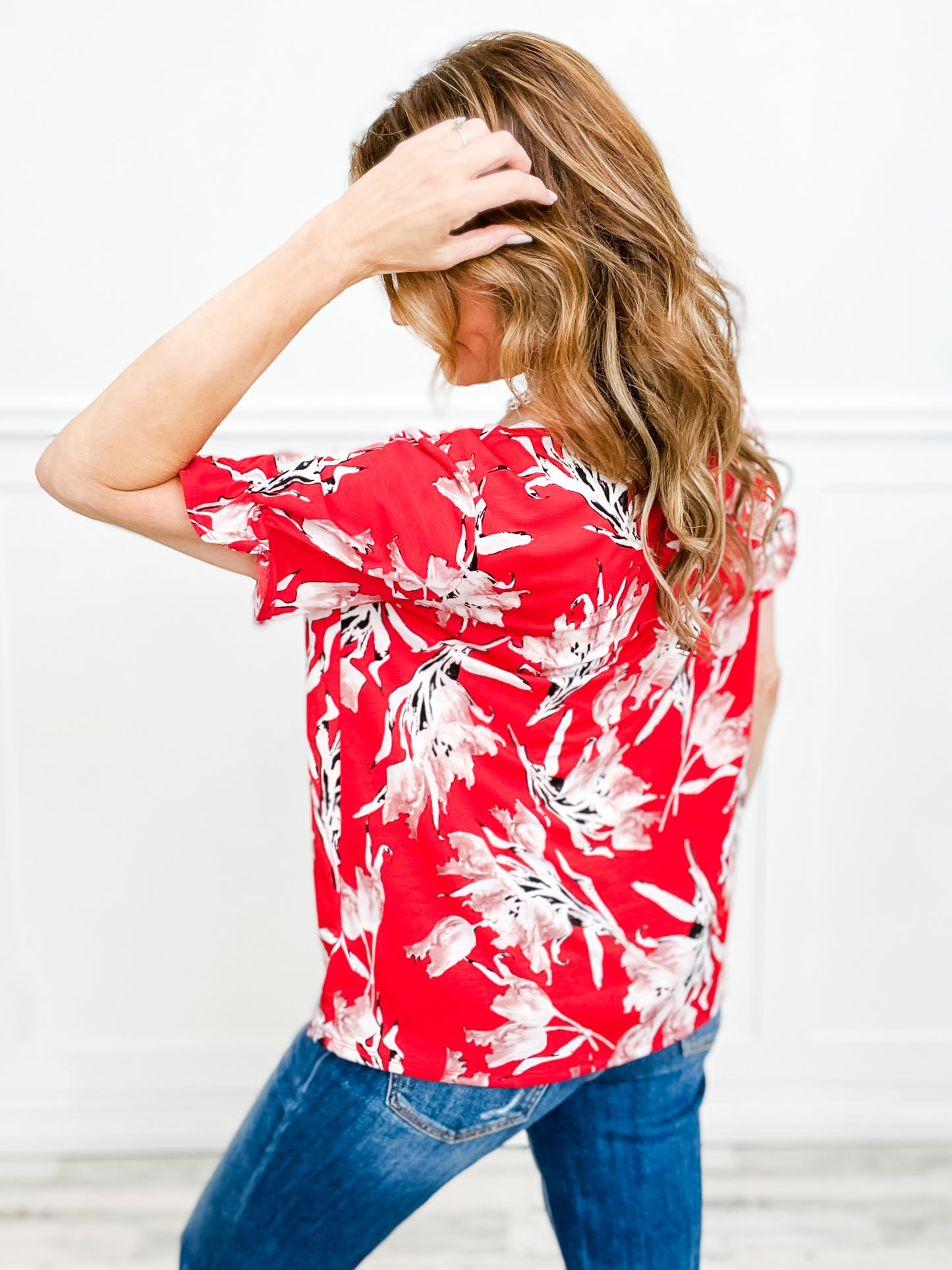 Floral V-Neck Top With Wrap Detail