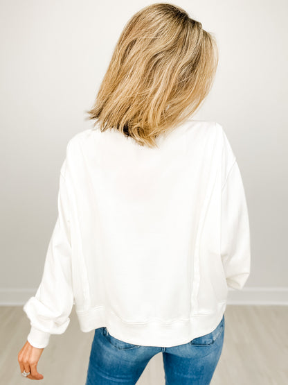 USA Patchwork Crewneck Long Sleeve Top