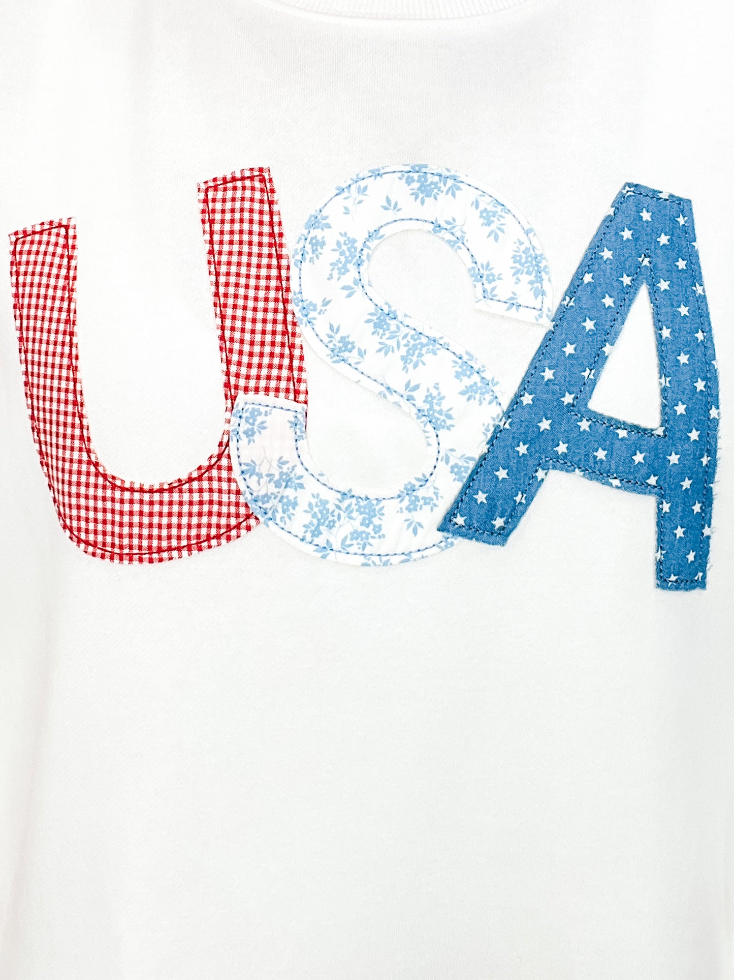 USA Patchwork Crewneck Long Sleeve Top