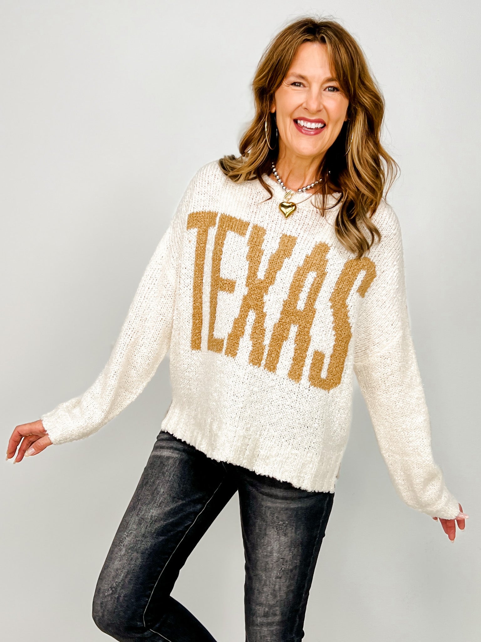 Texas Chunky Knit Long Sleeve Pullover Sweater