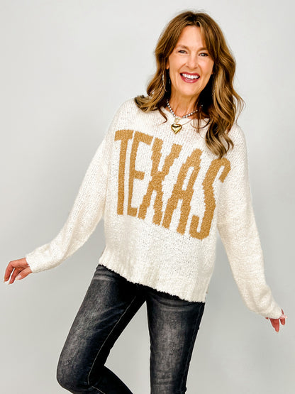 Texas Chunky Knit Long Sleeve Pullover Sweater