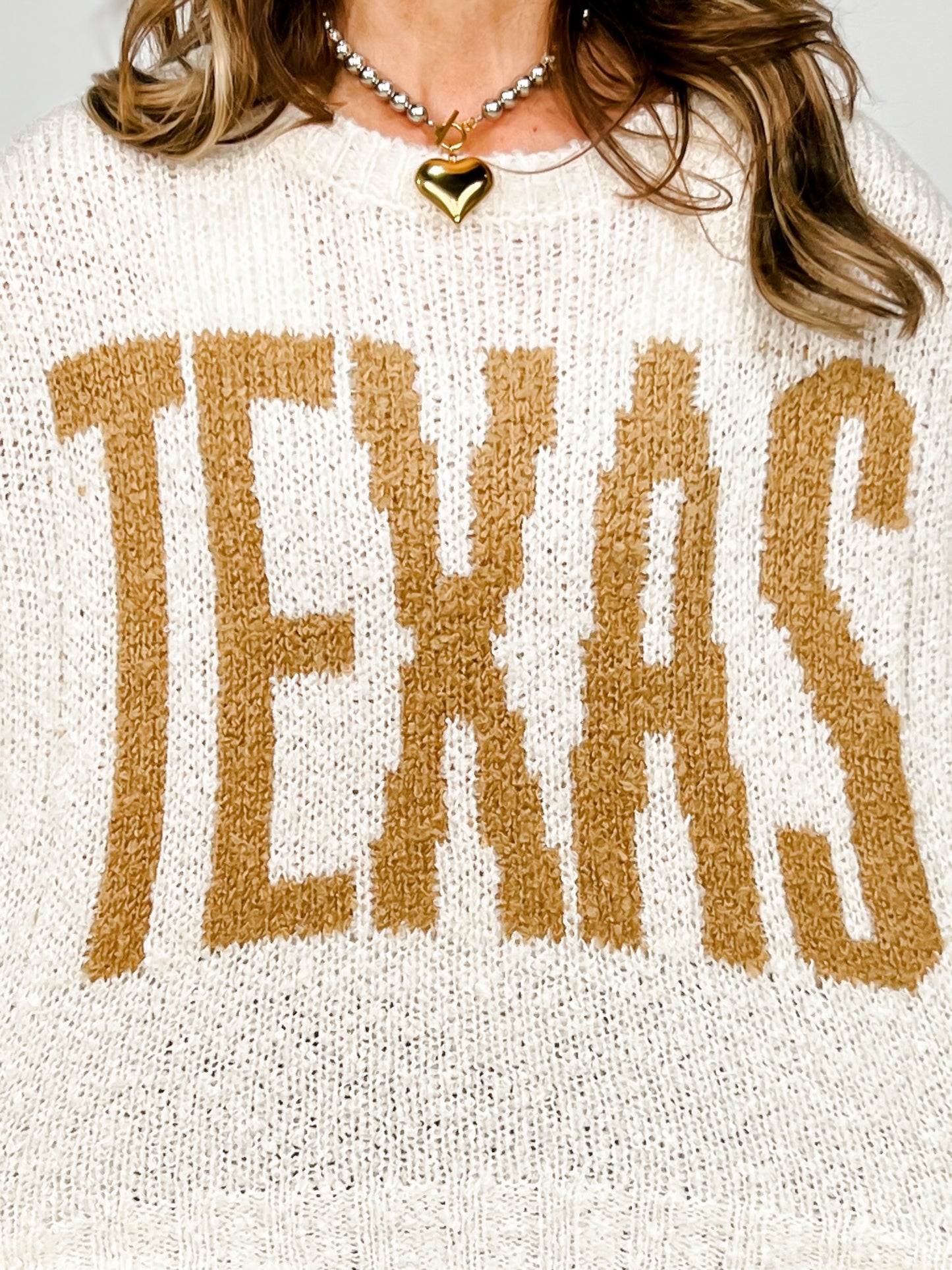 Texas Chunky Knit Long Sleeve Pullover Sweater