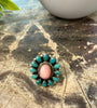 Turquoise & Pink Conch Sterling Silver Adjustable Ring