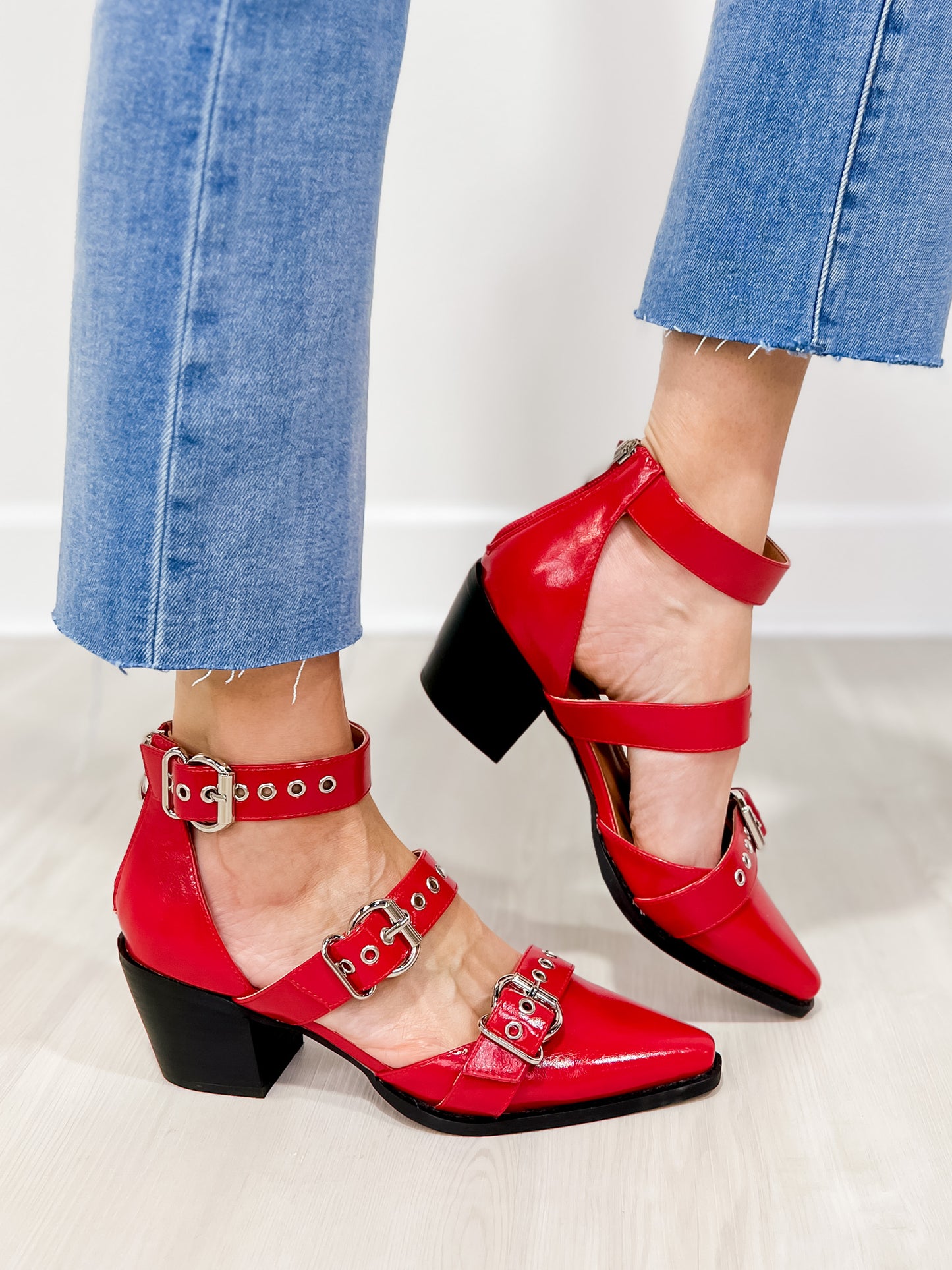 TESSA Buckled Pointy Toe Heeled Shoes