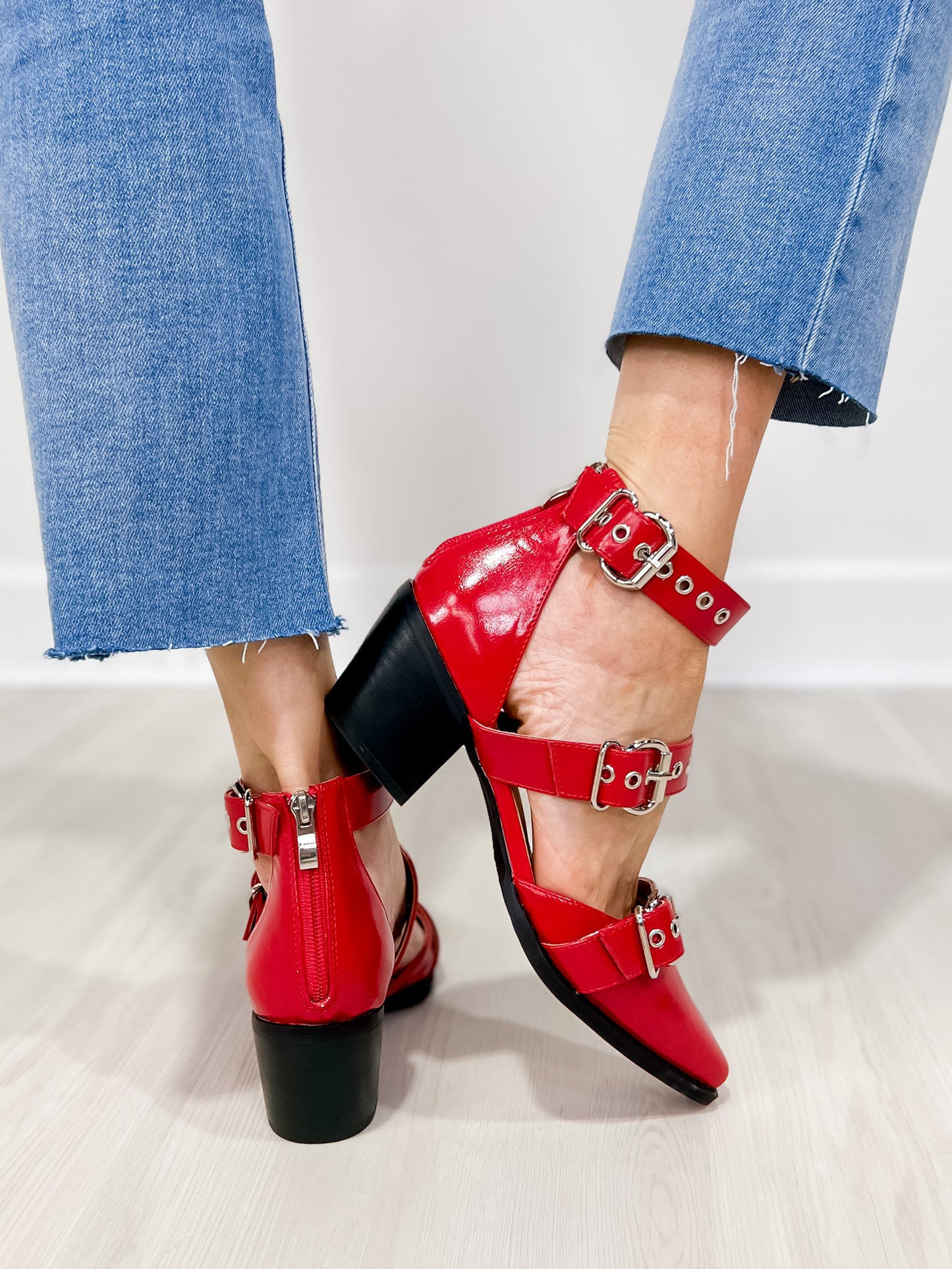 TESSA Buckled Pointy Toe Heeled Shoes