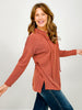 Long Sleeve Corduroy Ribbed Hoodie Top