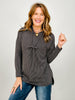 Long Sleeve Corduroy Ribbed Hoodie Top