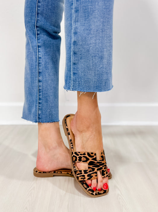 H-Cut Slip On Sandals in Leopard