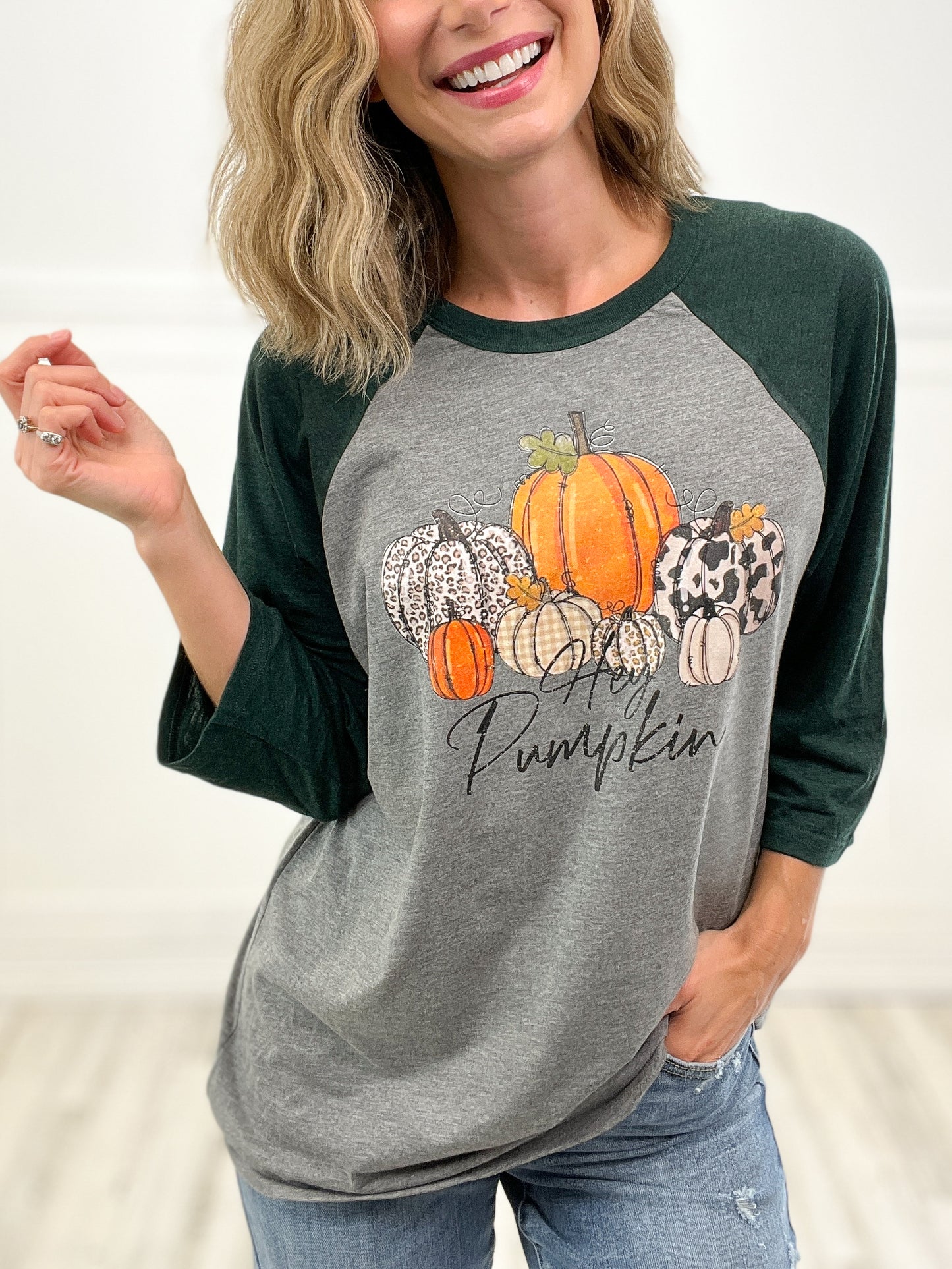 Hey Pumpkin 3/4 Sleeve Graphic Tee