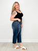 Judy Blue LAST KISS Mid-Rise Tummy Control Crop Wide Leg Denim Jeans