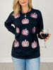 Black Long Sleeve Top with Glitter Pumpkins