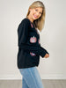 Black Long Sleeve Top with Glitter Pumpkins