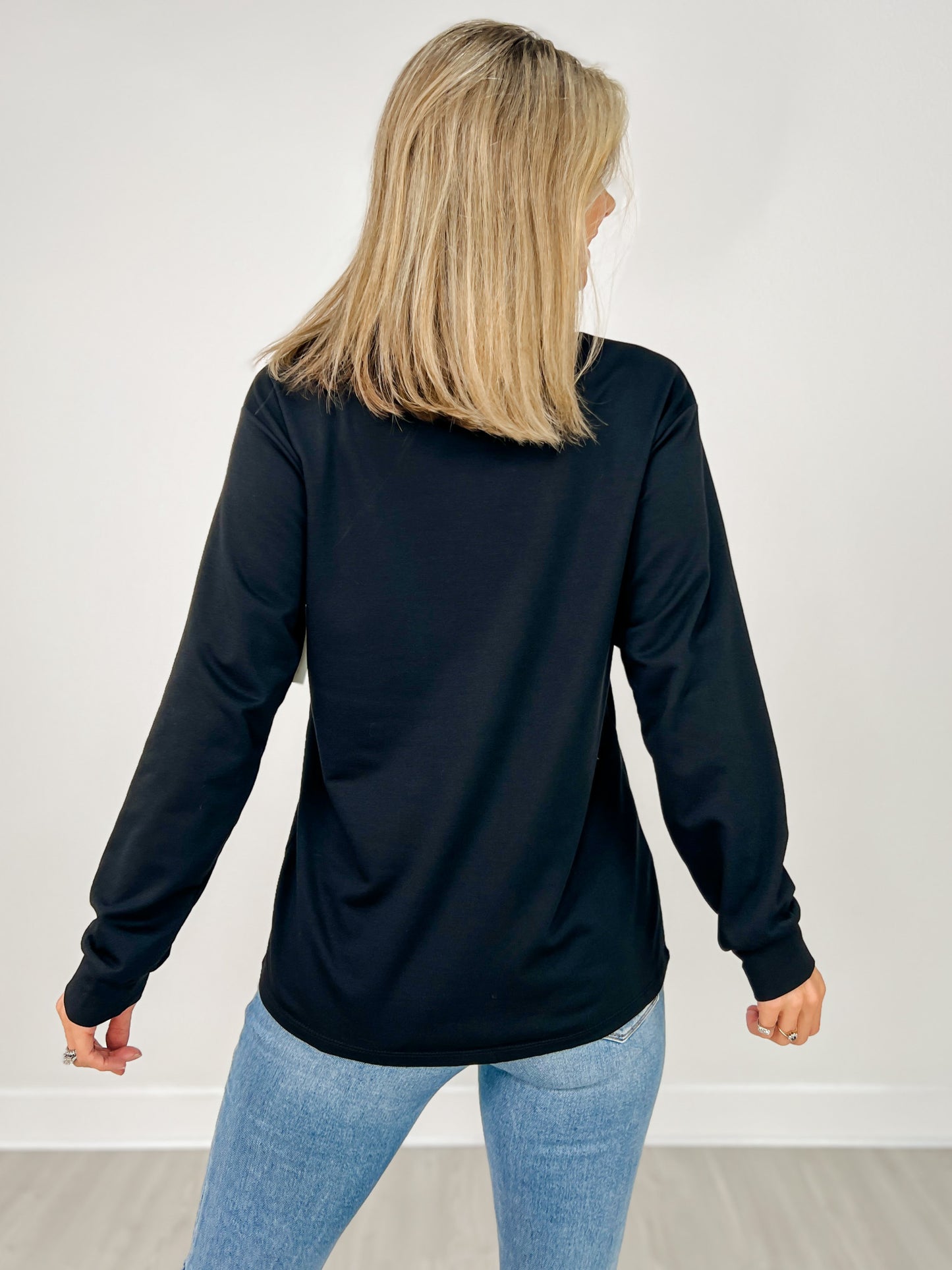 Black Long Sleeve Top with Glitter Pumpkins