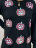 Black Long Sleeve Top with Glitter Pumpkins