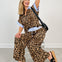 Leopard Print Top with Matching Wide Leg Pants Set