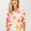 Short Sleeve Flower Pattern Button Down Cardigan Top