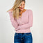 Long Sleeve Button Front Ribbed Crewneck Cardigan