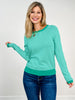 Raglan Sleeve Pin Stripe Crewneck Sweater