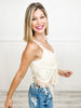 Crochet Cropped Bustier Tank Top with Fringe