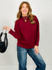 Front Seam Mock Neck Long Sleeve Knit Sweater -GROUP A