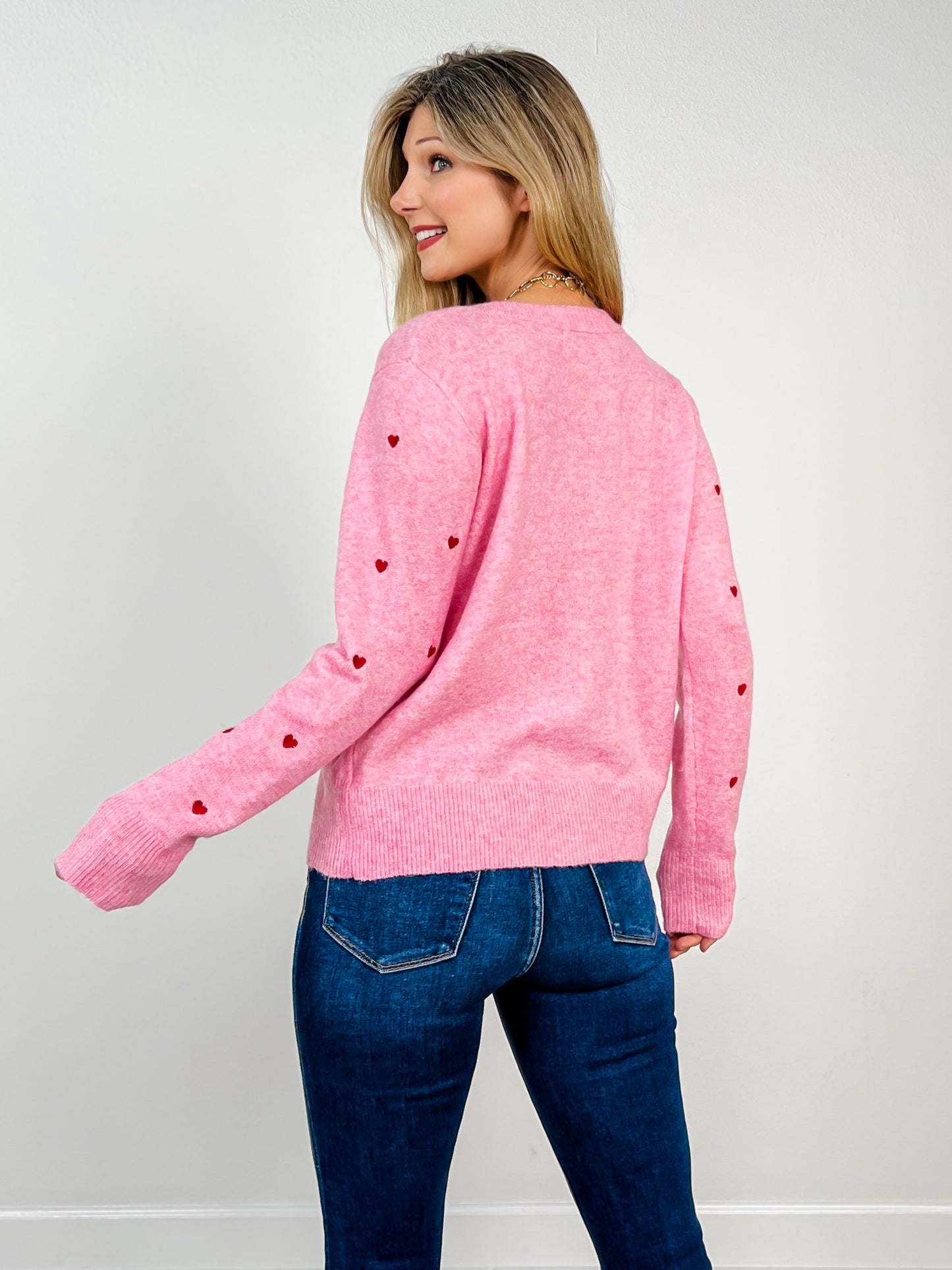 Heart Embroidery Button Down Cardigan