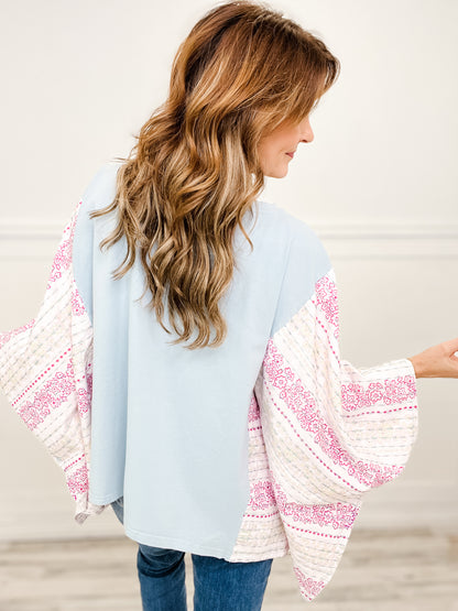 Kid Rock Print Stitched Poncho Sleeve Top
