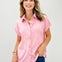 Textured Button Down Collared Short Sleeve Top
