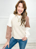 Color Block Pullover Long Sleeve Raglan Sweater